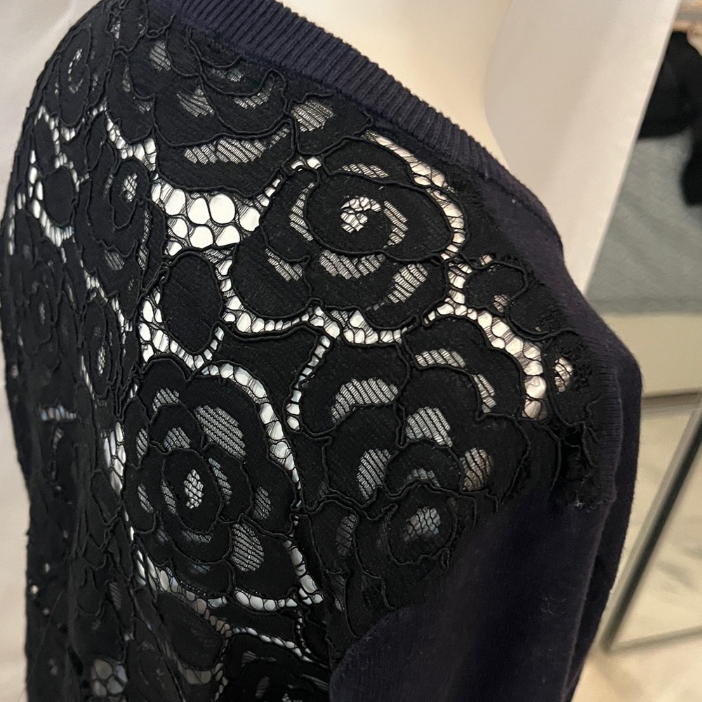 Karl Lagerfeld Black Lace Detail Cardigan - Picture 6 of 12